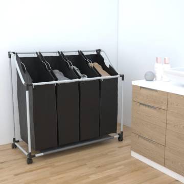 Laundry Sorter with 4 Bags - Black & Grey | HipoMarket UK