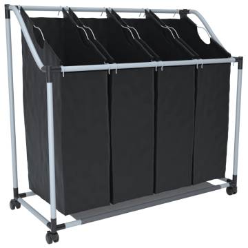 Laundry Sorter with 4 Bags - Black & Grey | HipoMarket UK