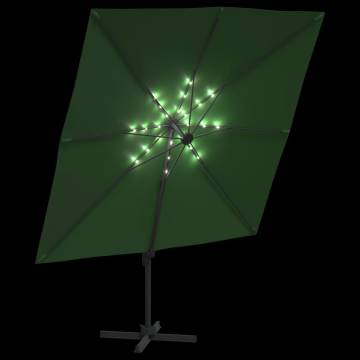 LED Cantilever Umbrella Green 400x300 cm - Hipomarket UK