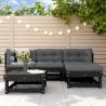 5 Piece Garden Lounge Set - Black Solid Wood Pine | Hipo Market