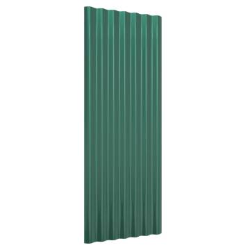 Roof Panels 12 pcs - Powder-coated Steel Green 100x36 cm