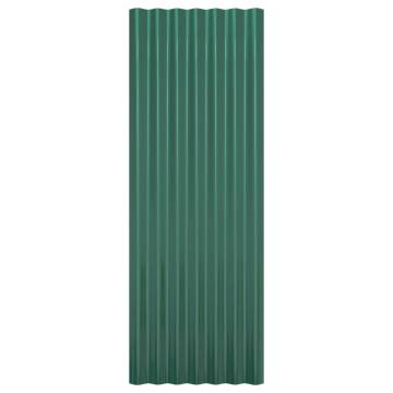 Roof Panels 12 pcs - Powder-coated Steel Green 100x36 cm