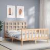 Bed Frame with Headboard Double Solid Wood Colour natural Size 135 x 190 cm 