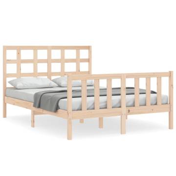 Solid Wood Double Bed Frame with Headboard - Hipo Market