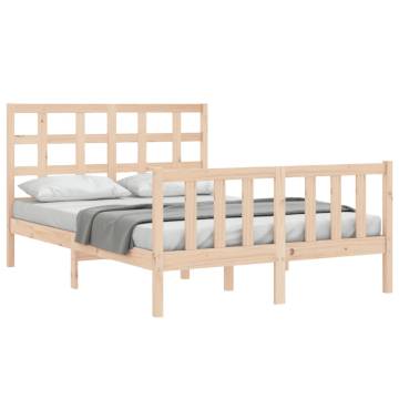 Solid Wood Double Bed Frame with Headboard - Hipo Market