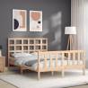 Solid Wood Double Bed Frame with Headboard - Hipo Market