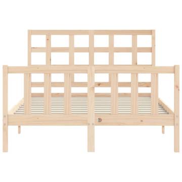 Solid Wood Double Bed Frame with Headboard - Hipo Market