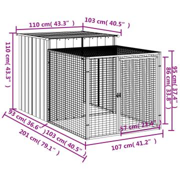 Chicken Cage with Run Light Grey 110x201 cm - Durable & Versatile