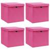 Storage Boxes with Lids 4 pcs Pink 32x32x32 cm Fabric Colour pink with lids Quantity in Package 4 Number of 1 