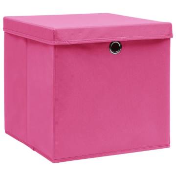 Pink Storage Boxes with Lids - 4 pcs | 32x32x32 cm Fabric