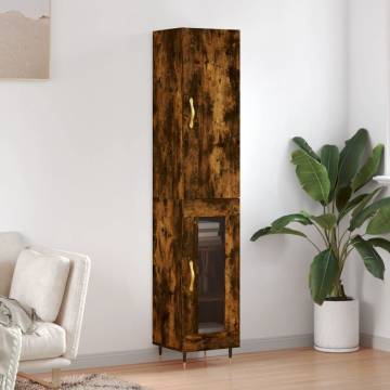 Stylish Highboard in Smoked Oak - 34.5x34x180 cm