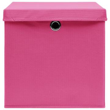 Pink Storage Boxes with Lids - 4 pcs | 32x32x32 cm Fabric