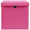 Pink Storage Boxes with Lids - 4 pcs | 32x32x32 cm Fabric