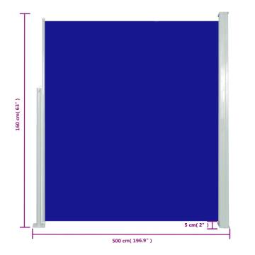 Retractable Side Awning 160x500 cm Blue | Hipomarket