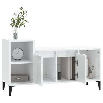 High Gloss White TV Cabinet - Modern Design & Ample Storage