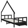 Kids Bed Frame with Drawers - Black Solid Pine 90x190 cm