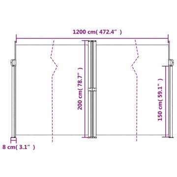 Retractable Side Awning Brown 200x600 cm - Private Oasis