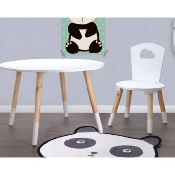 H&S Collection Children's Table 60x41 cm - White & Brown