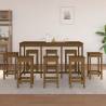 9 Piece Honey Brown Solid Wood Pine Bar Set - Hipomarket