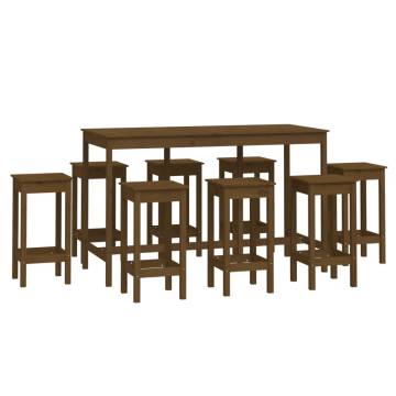 9 Piece Honey Brown Solid Wood Pine Bar Set - Hipomarket