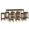 9 Piece Honey Brown Solid Wood Pine Bar Set - Hipomarket