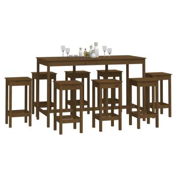 9 Piece Honey Brown Solid Wood Pine Bar Set - Hipomarket