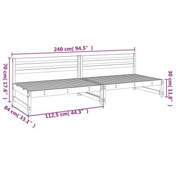 Garden Middle Sofas 2 pcs Honey Brown - Solid Pine Wood