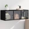 Wall Cabinet with Glass Doors Black 102x37x35 cm Colour black Quantity in Package 1 Number of 