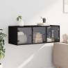 Elegant Black Wall Cabinet with Glass Doors - 102x37x35 cm