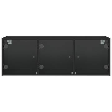 Elegant Black Wall Cabinet with Glass Doors - 102x37x35 cm