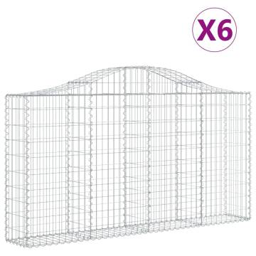 Arched Gabion Baskets - 6 pcs Galvanised Iron | Hipomarket UK