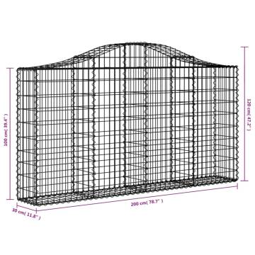 Arched Gabion Baskets - 6 pcs Galvanised Iron | Hipomarket UK