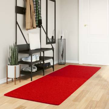 Rug HUARTE Short Pile Soft & Washable Red 80x250 cm