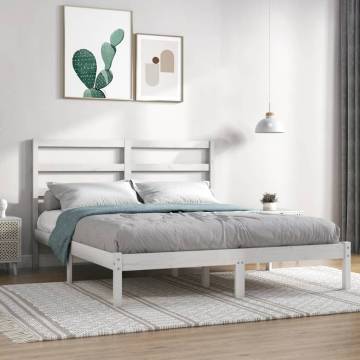 White Solid Wood Pine Bed Frame 140x190 cm - Modern Design