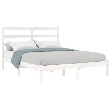 White Solid Wood Pine Bed Frame 140x190 cm - Modern Design