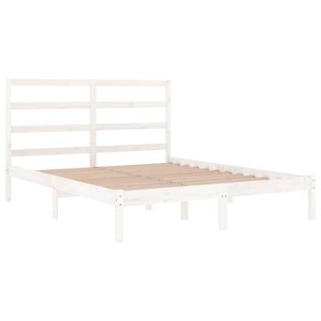 White Solid Wood Pine Bed Frame 140x190 cm - Modern Design