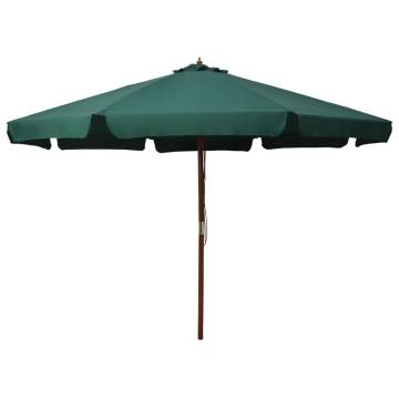 Outdoor Parasol with Wooden Pole - 330 cm Green | HipoMarket