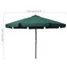 Outdoor Parasol with Wooden Pole - 330 cm Green | HipoMarket