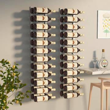 Wall Mounted Wine Rack for 24 Bottles - White Iron 2 pcs