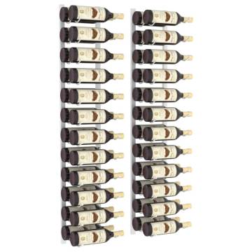 Wall Mounted Wine Rack for 24 Bottles - White Iron 2 pcs