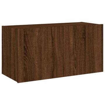 Stylish TV Wall Cabinet with LED Lights in Brown Oak | Shop Now