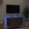 Stylish TV Wall Cabinet with LED Lights in Brown Oak | Shop Now