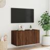 Stylish TV Wall Cabinet with LED Lights in Brown Oak | Shop Now