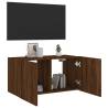 Stylish TV Wall Cabinet with LED Lights in Brown Oak | Shop Now