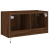 Stylish TV Wall Cabinet with LED Lights in Brown Oak | Shop Now