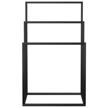 Stylish Freestanding Black Towel Rack - 48x24x79 cm