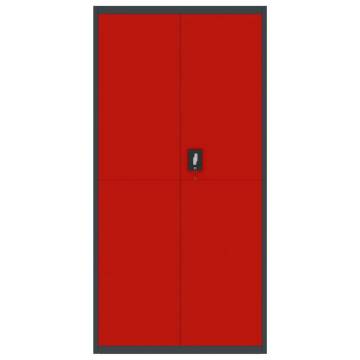 Stylish Anthracite & Red File Cabinet - 90x40x180 cm Steel