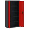 Stylish Anthracite & Red File Cabinet - 90x40x180 cm Steel