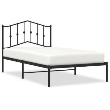 Elegant Black Metal Bed Frame with Headboard - 100x190 cm