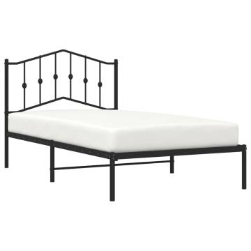 Elegant Black Metal Bed Frame with Headboard - 100x190 cm